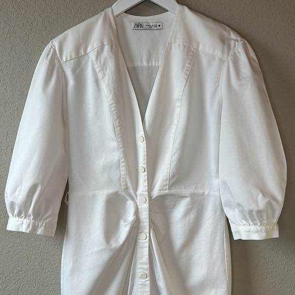 Zara Linen Blend V Neck Midi Dress Size XS - Picture 3 of 16